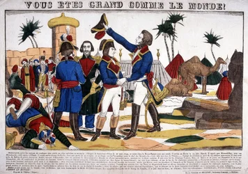 Campagne (Expeditie) van Egypte (1798-1801) geleid door Napoleon Bonaparte in 1799. Afbeelding van Epinal