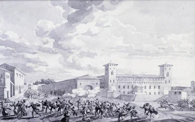 Campagne van Italië: uitzicht op de opstand van de stad Parijs tegen de Franse bezetting in Mei 1796
