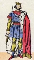 Capetingische dynastie: Portret van Lodewijk VIII de Leeuw, koning van de Franken. Epinal afbeelding.
