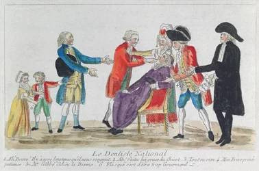 Karikatuur van de nationalisatie van kerkelijke eigendommen in Frankrijk tijdens de Franse Revolutie, 1792
