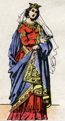 Karolingische dynastie: Portret van Richarde van Zwaben, koningin van de Franken, vrouw van Karel III de Dikke. Epinal afbeelding.