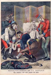 Cartoon van de Triple Alliantie van Duitsland, Oostenrijk en Italië, uit 