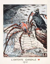 Spotprent op de Entente cordiale in 1915 - poster van de stad Parijs.