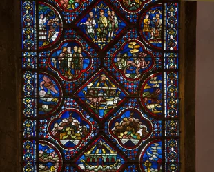 Kathedraal van Chartres, glas-in-lood: leven van Noach, detail centrum