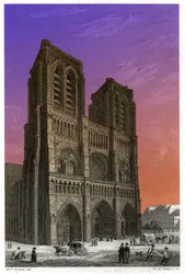 Kathedraal Notre Dame de Paris (gravure, ca. 1850)