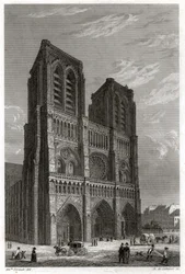 Kathedraal Notre Dame de Paris (gravure, ca. 1850)