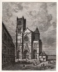 Kathedraal Saint-Etienne de Meaux - Seine-et-Marne - gravure in 