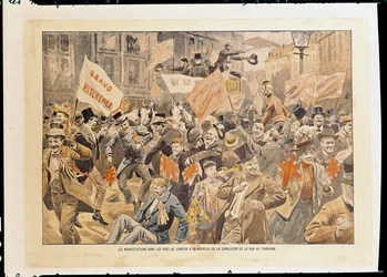 Vieringen in de straten van Londen na het nieuws van de vrede in de Transvaal, mei 1902