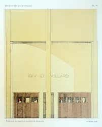 Keramiekshowroom, plaat 20, illustratie uit Devantures de Boutiques door Louis-Pierre Sezille, Parijs, 1927