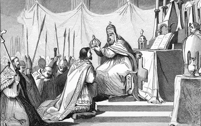 Karel de Grote (742-814) Gekroond door Paus Leo III (ca. 750-816) in St. Pieter