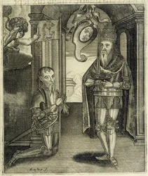 Karel de Grote en graaf Toulouse Torsin (of Chorson) - in "Histoire des Comtes de Toulouse" door Guillaume de Catel, Toulouse