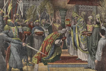 Karel de Grote gekroond door paus Leo III in Le Pelerin
