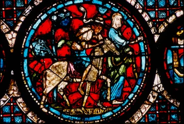 Kathedraal van Chartres, Gebrandschilderd glasraam met Circular Good Samaritan (Ronde barmhartige Samaritaan)