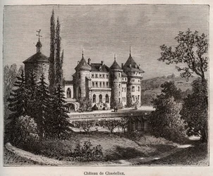 Chateau de Chastellux - Chastellux sur cure, Bourgondië - gravure in 