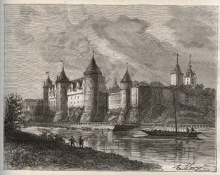 Kasteel van Josselin - Morbihan in Bretagne - gravure in 