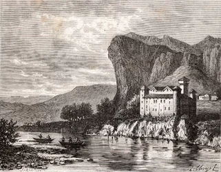 Chateau de la Caze in Lozere - gravure in 