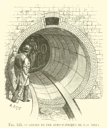 Atmosferische Spoorweg van New York (gravure)