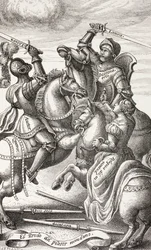 Ridderlijkheid voorgesteld door allegorische figuren, uit 