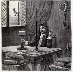 Christian Huyghens observeert „de neiging tot beweging” of de elasticiteit van het lichaam - in „Physique Populaire” van Émile Desbeaux