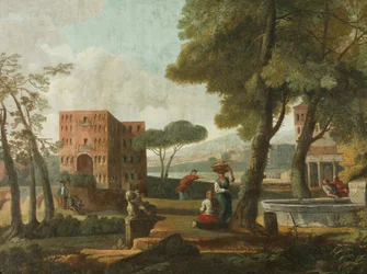 Klassiek landschap met sfinx, c.1700