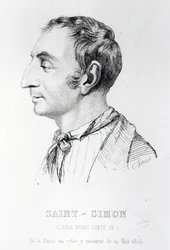 Claude Henri de Rouvroy, Graaf van Saint-Simon, gegraveerd door Perrot (19e eeuw)