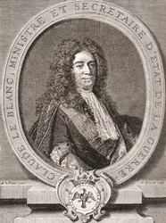 Claude Le Blanc, 1669-1728. Franse koninklijke ambtenaar van het ancien regime en tweemaal staatssecretaris van Oorlog. Uit Les Heures Libres gepubliceerd 1908.