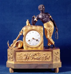 Klok in de vorm van een baal met een dokwerkerfiguur, na 1787