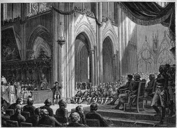 Concordaat van 1801 - Herinvoering van katholieke riten, Pasen, 8 april 1802 Notre-Dame van Parijs - Officiële restauratie van culten in aanwezigheid van Bonaparte: Te deum in Notre Dame
