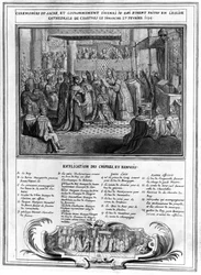 Wijding en kroning van Hendrik IV (1553-1610) in de kathedraal van Chartres op 27 januari 1594, eind 16e eeuw