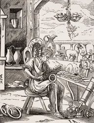 Koperslager, reproductie van een houtsnede door Jost Amman (1539-91) uit 