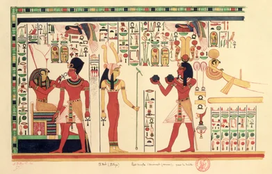 Kopie van een fresco uit de Tempel van Amenophis III in El Kab (Elethya) 1841