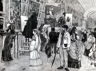 Kopieerders in de Grande Galerie van het Louvre, ca. 1880