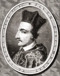 Cornelius Jansen, Bisschop van Ieper, gegraveerd door Pannemaker naar Latenacci, uit 