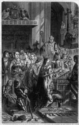 Kroning van keizer Otton I (912-973) door paus Johannes XII in 962 Gravure in 