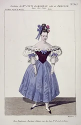 Kostuum voor Madame Cinti Damoreau in de Rol van Zerlina in Don Giovanni, gegraveerd door Maleuvre, gedrukt door Hautecoeur-Martinet