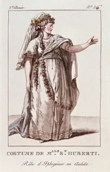 Kostuum van Miss Huberti voor de rol van Iphigenia in Aulide de Gluck