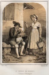Klederdrachten van Auvergne - De gids van Murol - gravure in ‘De avonden van mijn oom: herinneringen en reisverhalen’ van Moring Michel - Eind 19e eeuw