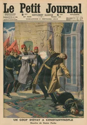 Staatsgreep in Constantinopel, moord op Nazim Pasja, omslagillustratie uit ‘Le Petit Journal’, geïllustreerd supplement, 9 februari 1913