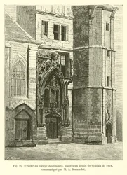 Binnenplaats van het college van Cholets, naar een tekening van Goblain uit 1818, gecommuniceerd door M A Bonnardot