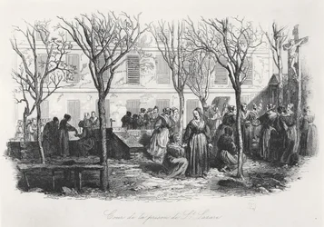 Binnenplaats van de Paris St. Lazare gevangenis, c. 1840