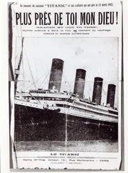 Omslag van bladmuziek voor de Hymne Nearer My God to Thee, gezongen door de passagiers op de Titanic tijdens het schipbreuk en zinken, 1912