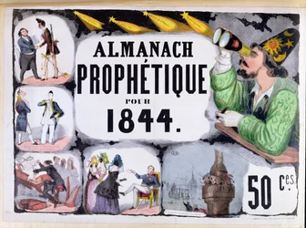 Omslag van een profetische almanak met Nostradamus (1503-66) 1844