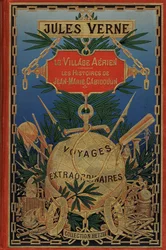 Cover van het boek "the Aerien Village" uit 1901 van Jules Verne (prent)