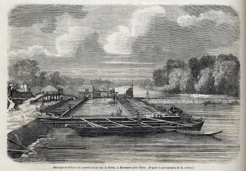 Dam doorgebroken aan de Seine in Suresnes in 1866 - Gravure - Le Monde Illustré 1866