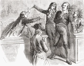 Danton en Desmoulins verdedigen zich voor de Conventie, 30 maart 1794, uit 