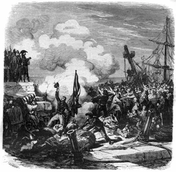 Verklaring van de continentale blokkade geïnitieerd door het Berlijnse decreet in november 1806 tegen Engeland, in opdracht van Napoleon I Bonaparte