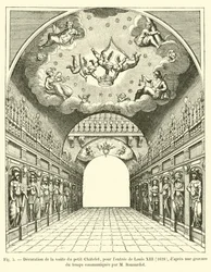 Decoratie van het gewelf van het kleine Chatelet, voor de intocht van Lodewijk XIII, 1628, naar een gravure uit die tijd, meegedeeld door M. Bonnardot