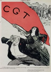 Demonstratie en vlag van de CGT - in 