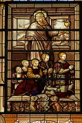 Met St. Johannes en vijf van de zonen van Anne de Montmorency