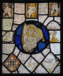 Grisaille met grotesken en een engel; Normandië